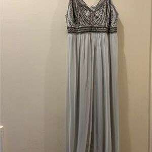 BHLDN Elegant Gray / silver Beaded Evening Gown - NWT - women’s size 18